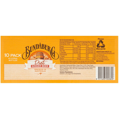 Bundaberg Diet Ginger Beer 375ml X 10 Pack