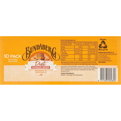 Bundaberg Diet Ginger Beer 375ml X 10 Pack