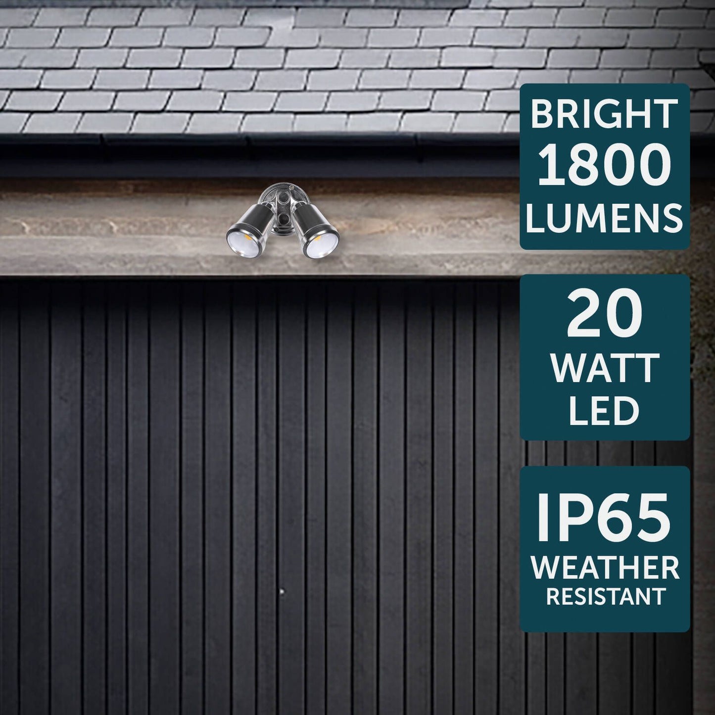 Brilliant Raptor III Twin Flood Light - 20W - 1800 Lumens - Satin Nickel
