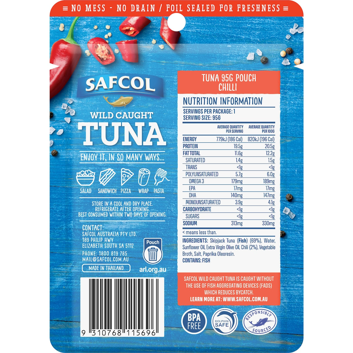Safcol Wild Caught Tuna Chilli 95g