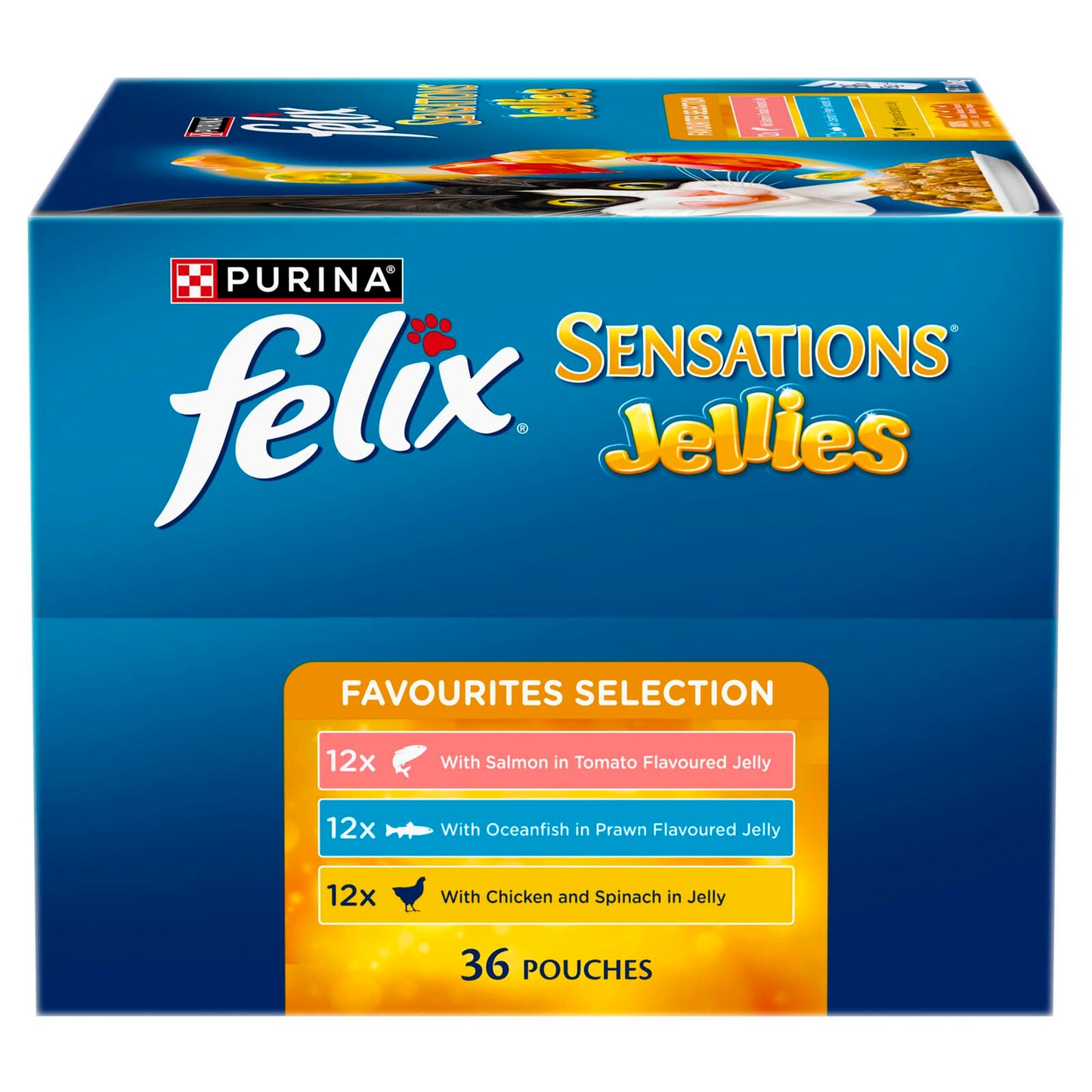 Felix Sensations Jellies Favourites Wet Cat Food - 85g - 36 Pack