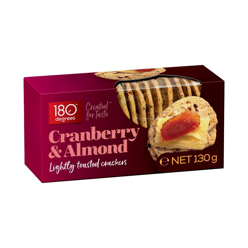 180 Degrees Toasted Cranberry & Almond Crackers - 130g