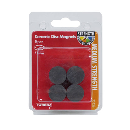 Everhang 18mm Ceramic Disc Magnet - 8 Pack - Lightweight - Strong