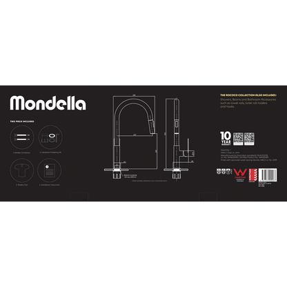 Mondella Rococo Pull Down Sink Mixer - 145 x 435mm - Brushed Brass