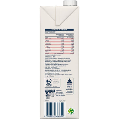 Liddells Lactose Free Skim Long Life Uht Milk 1l