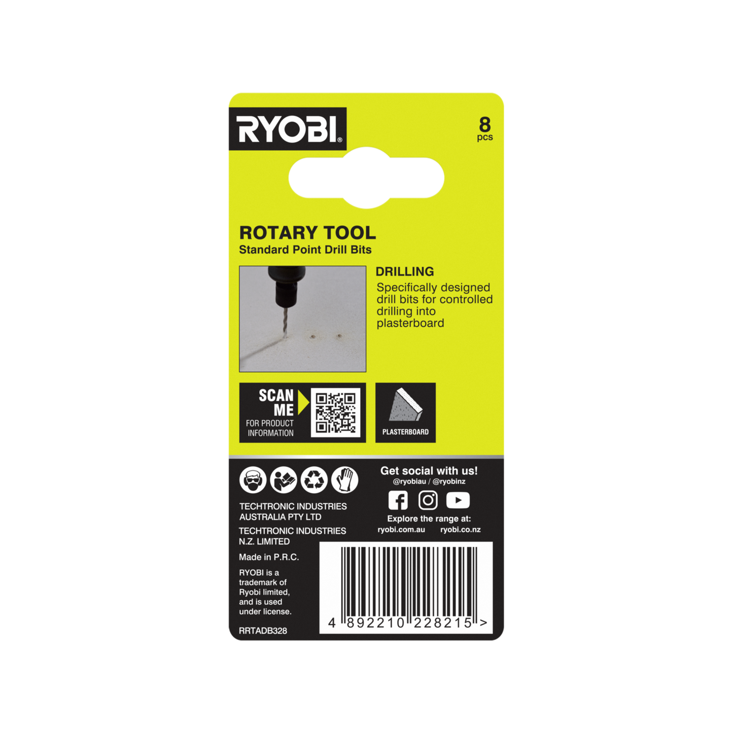 Ryobi Rotary Tool Drill Bit Set - 3.2mm - 8 Piece