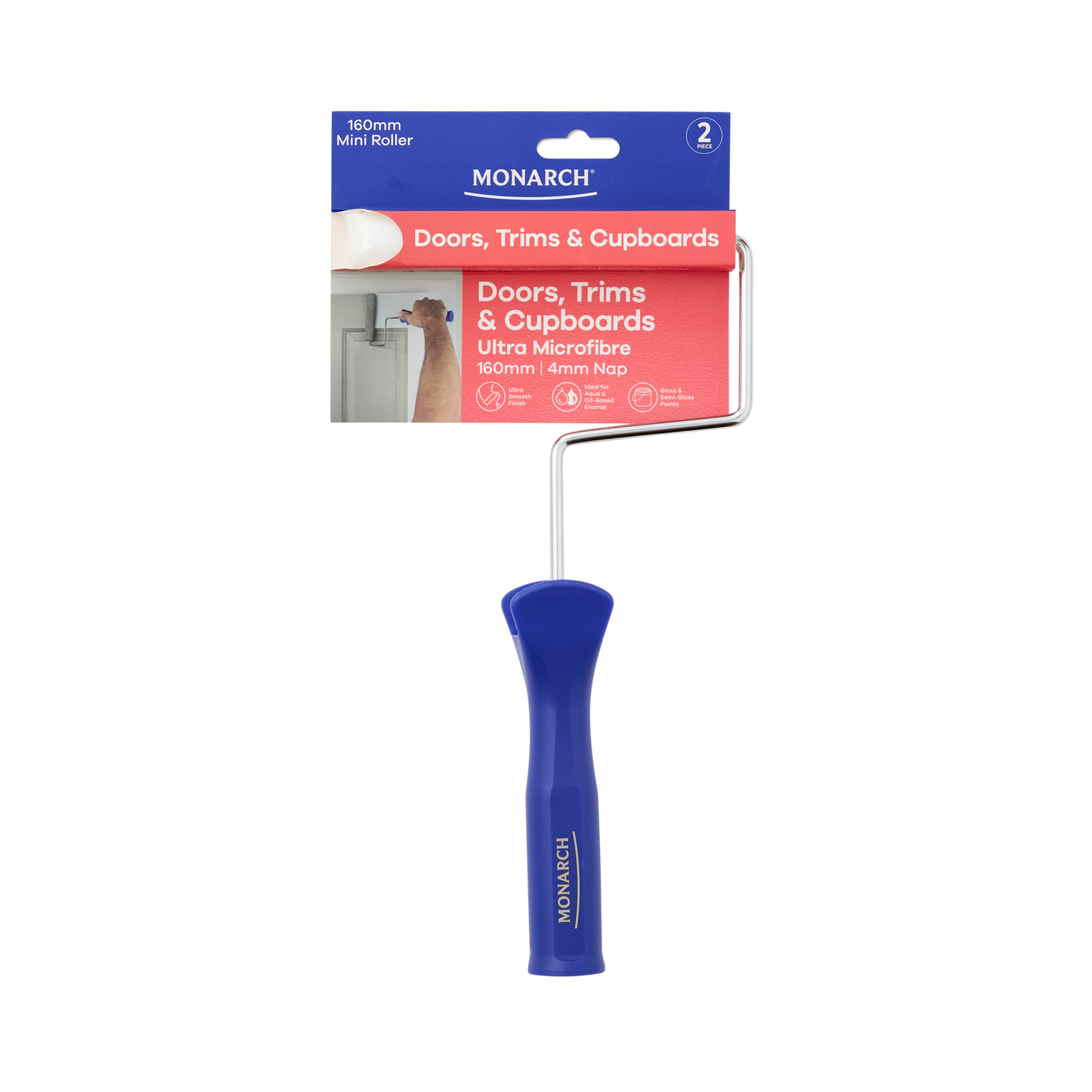 Monarch Mini Roller Red 160mm/4mm Nap 2 Piece
