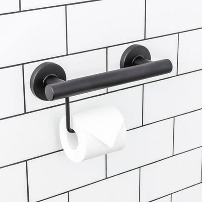 Evekare Black Toilet Roll Holder Grab Rail - 300mm - 250kg Capacity