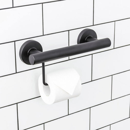 Evekare Black Toilet Roll Holder Grab Rail - 300mm - 250kg Capacity