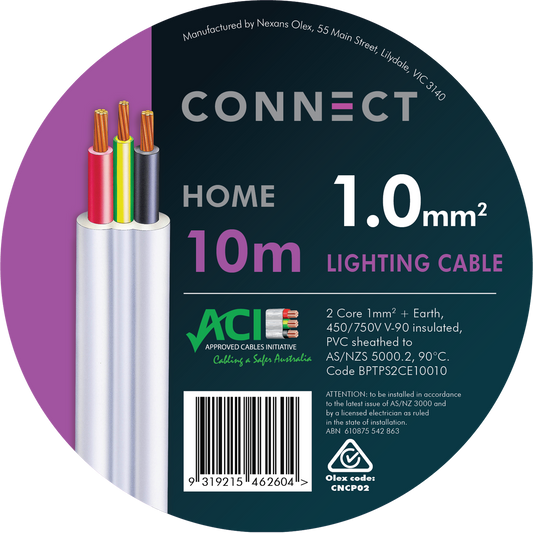 Olex 2 Core and Earth Lighting Cable - 1mm x 10m