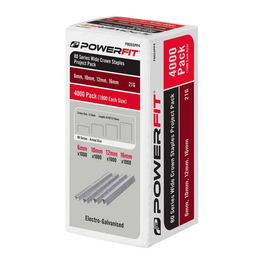 Powerfit Wide Crown Staples - 12.8mm Crown - 4000 Pack