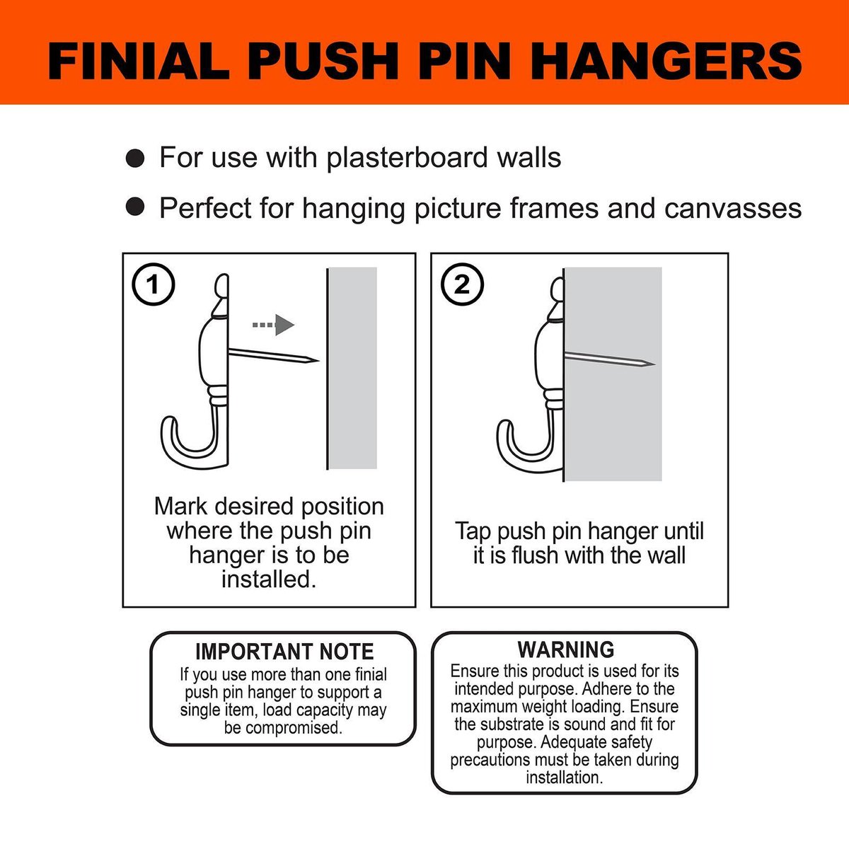 Everhang Brass Plated Picture Hanging Push Pin 3 Pack Easy Install