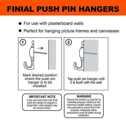 Everhang Brass Plated Picture Hanging Push Pin 3 Pack Easy Install