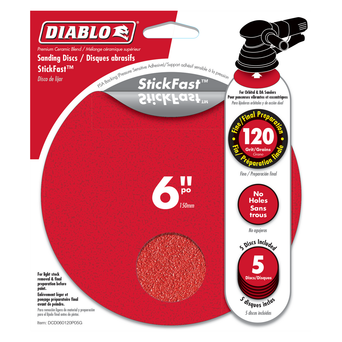 Diablo Abrasive Random Orbital Sheets - 150mm - 120 Grit - 5 Pack