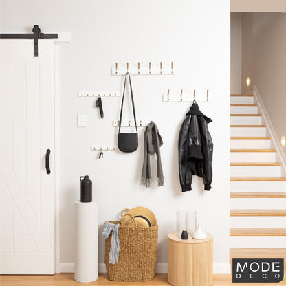 Mode Perma Products Hat And Coat Rack 6 Brushed Nickel Hooks White