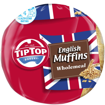Tip Top English Muffins Wholemeal Bakery 6 Pack
