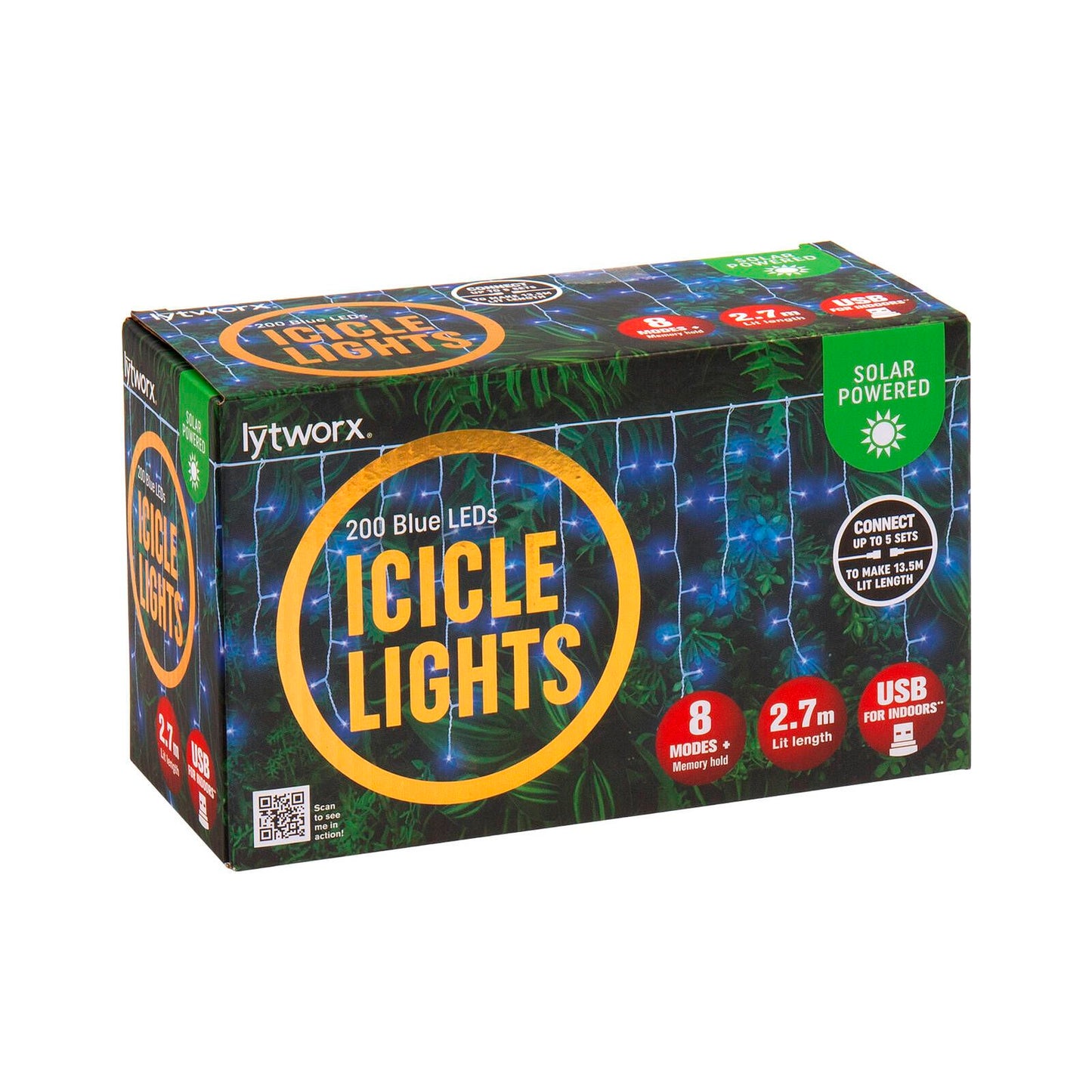 Lytworx Blue Icicle Lights - 200 LEDs - 2.7m