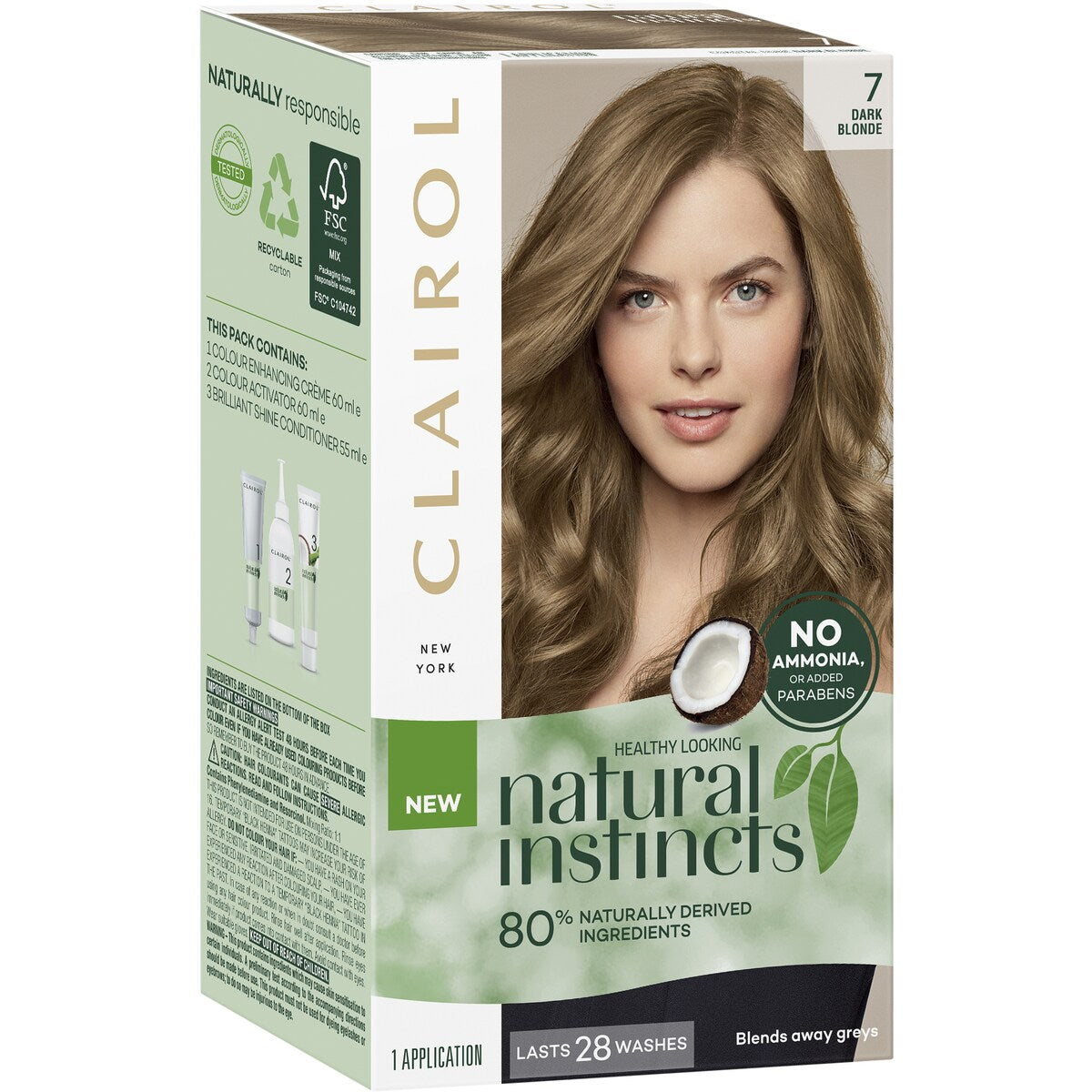 Clairol Natural Instincts Hair Colour 7 Dark Blonde Semi Permanent each
