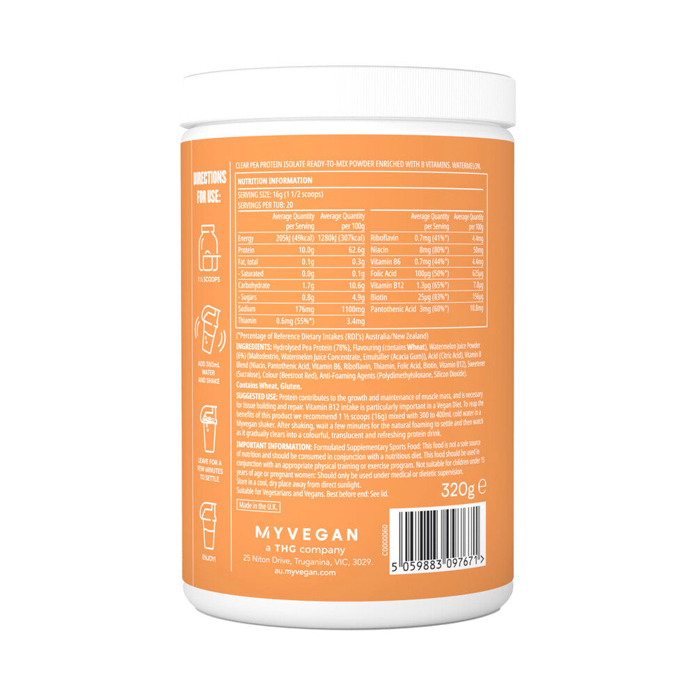 Myvegan Clear Vegan Protein Watermelon - 320g