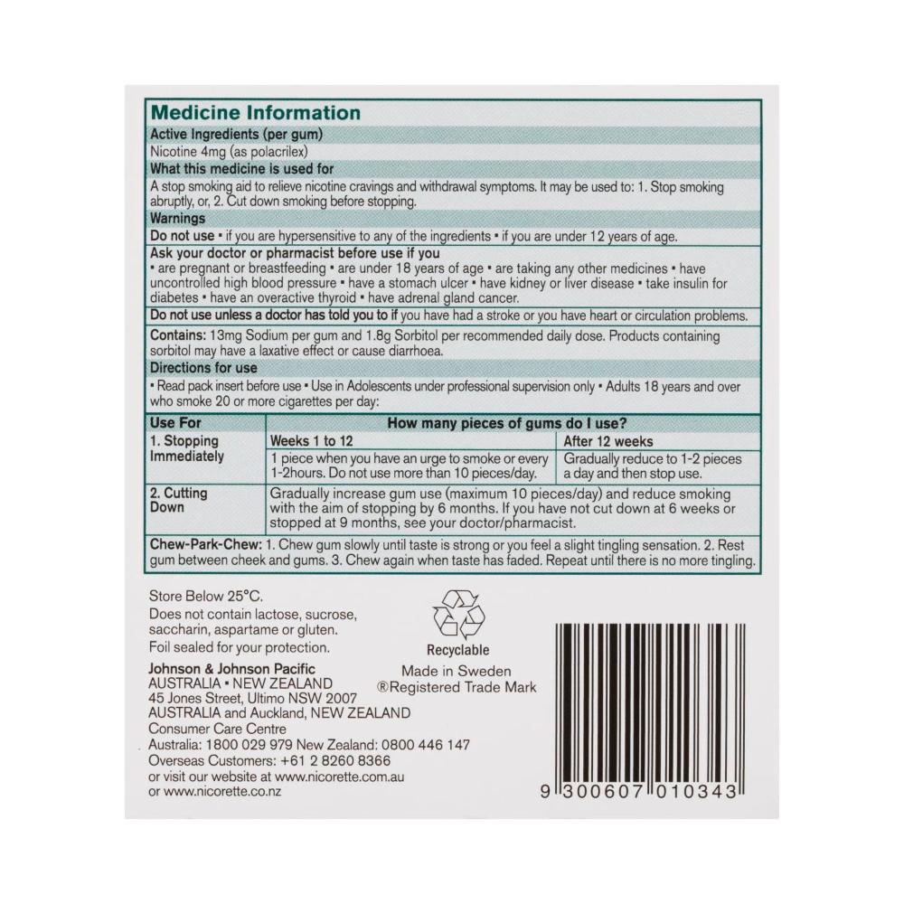 Nicorette Quit Smoking Nicotine Gum Classic 4mg - 210 Pack