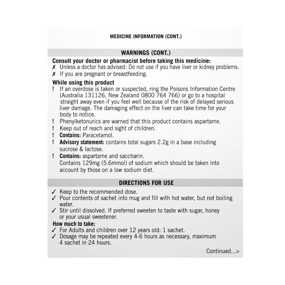 Lemsip Max Cold & Flu Max Lemon Hot Drink with Paracetamol - 10 pack