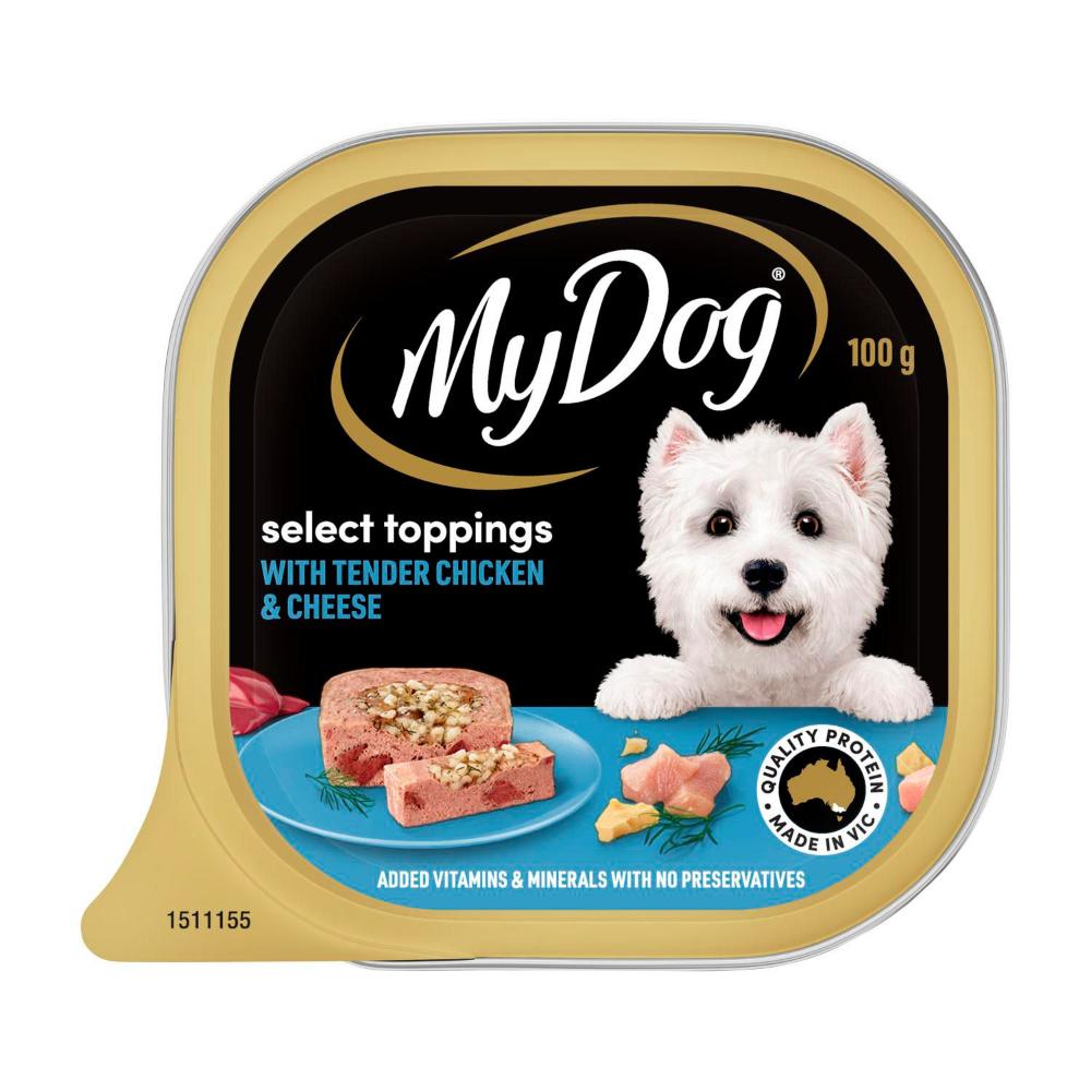 My Dog Adult Wet Dog Food Select Toppings With Tender Chicken & Cheese Tray - 100g