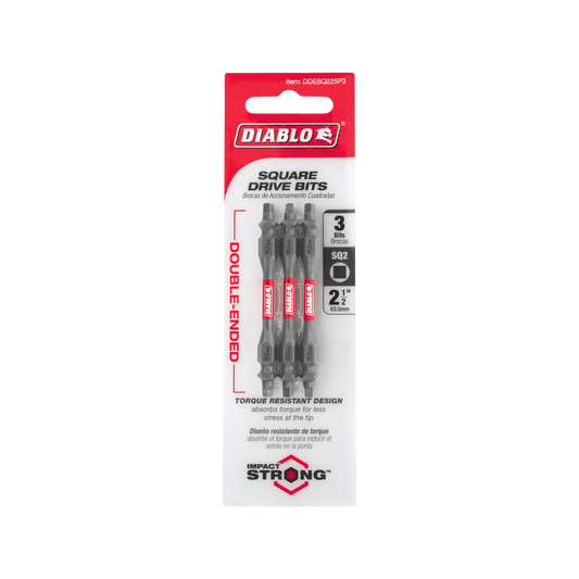 Diablo Double Ended Square Drive Bit SQ2 x 2 1/2" 3 Pack