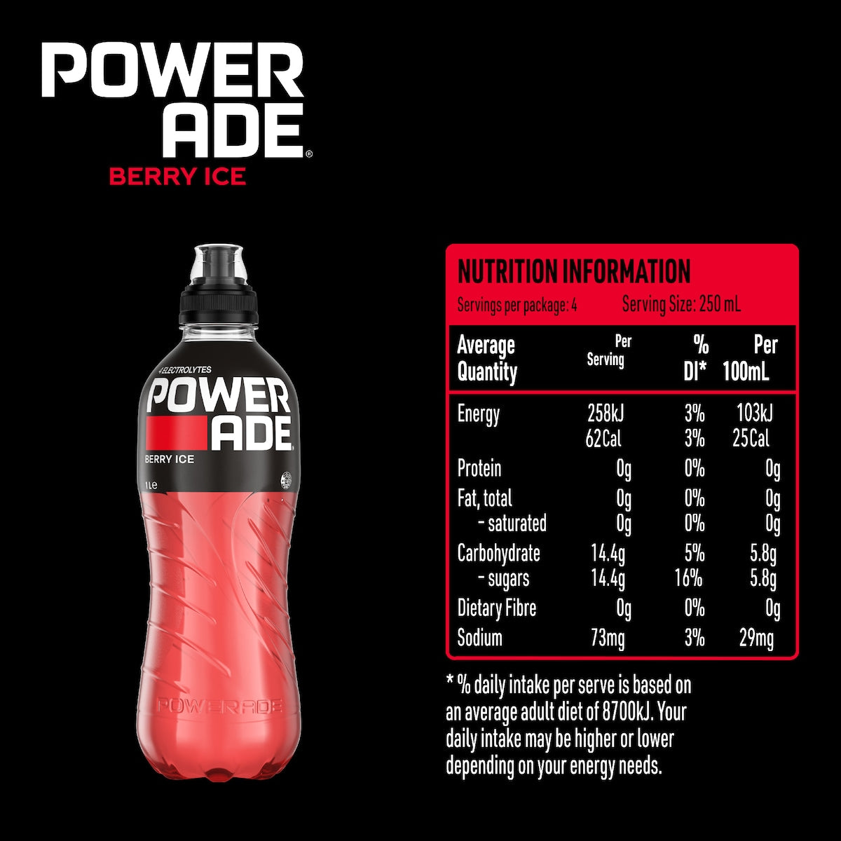 Powerade Isotonic Berry Ice Training & Recovery Pack Drink 1l