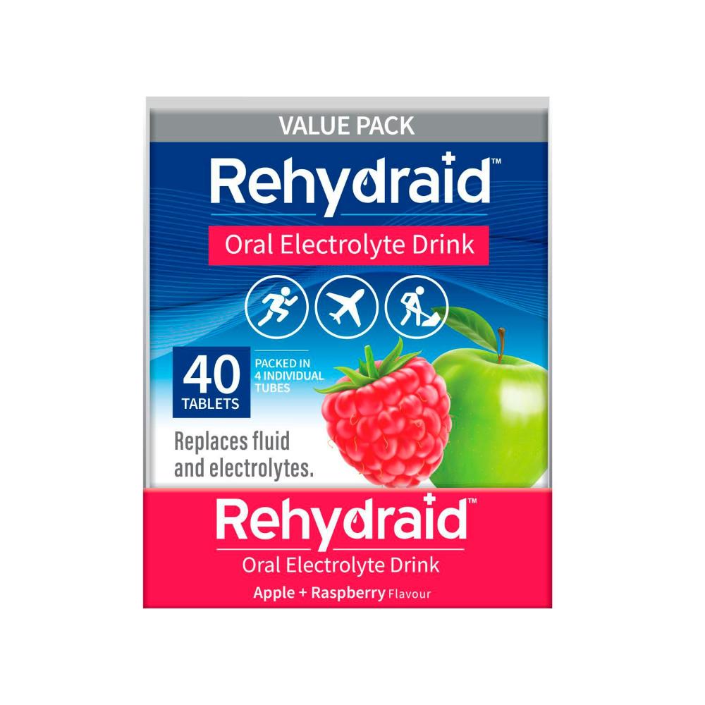 Rehydraid Electrolyte Effervescent Tablets Apple Raspberry - 40 Pack