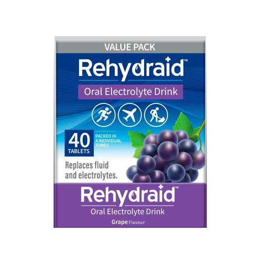 Rehydraid Electrolyte Effervescent Tablets Grape - 40 Pack