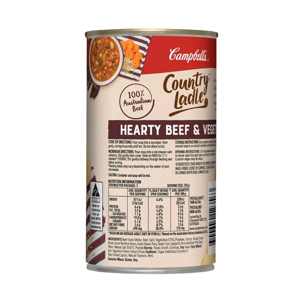 Campbell's Country Ladle Soup Can Hearty Beef & Vegetable - 500g