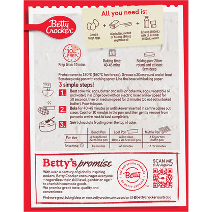 Betty Crocker Super Moist Devils Food Cake Mix 450g