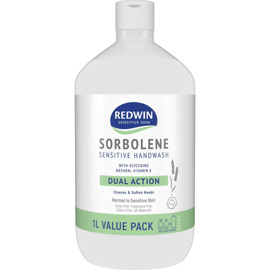 Redwin Sorbolene Sensitive Handwash Dual Action Value Pack 1l