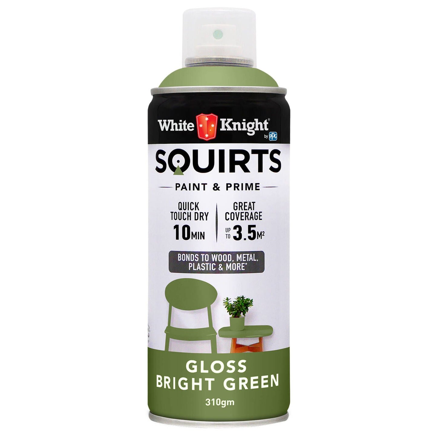 White Knight Squirts Spray Paint - 310g - Bright Green