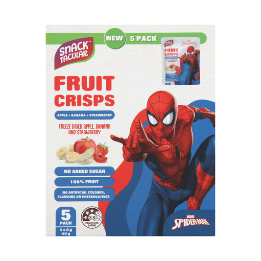 Snacktacular Spiderman Fruit Crisps Strawberry- Banana & Apple 5x8g - 40g