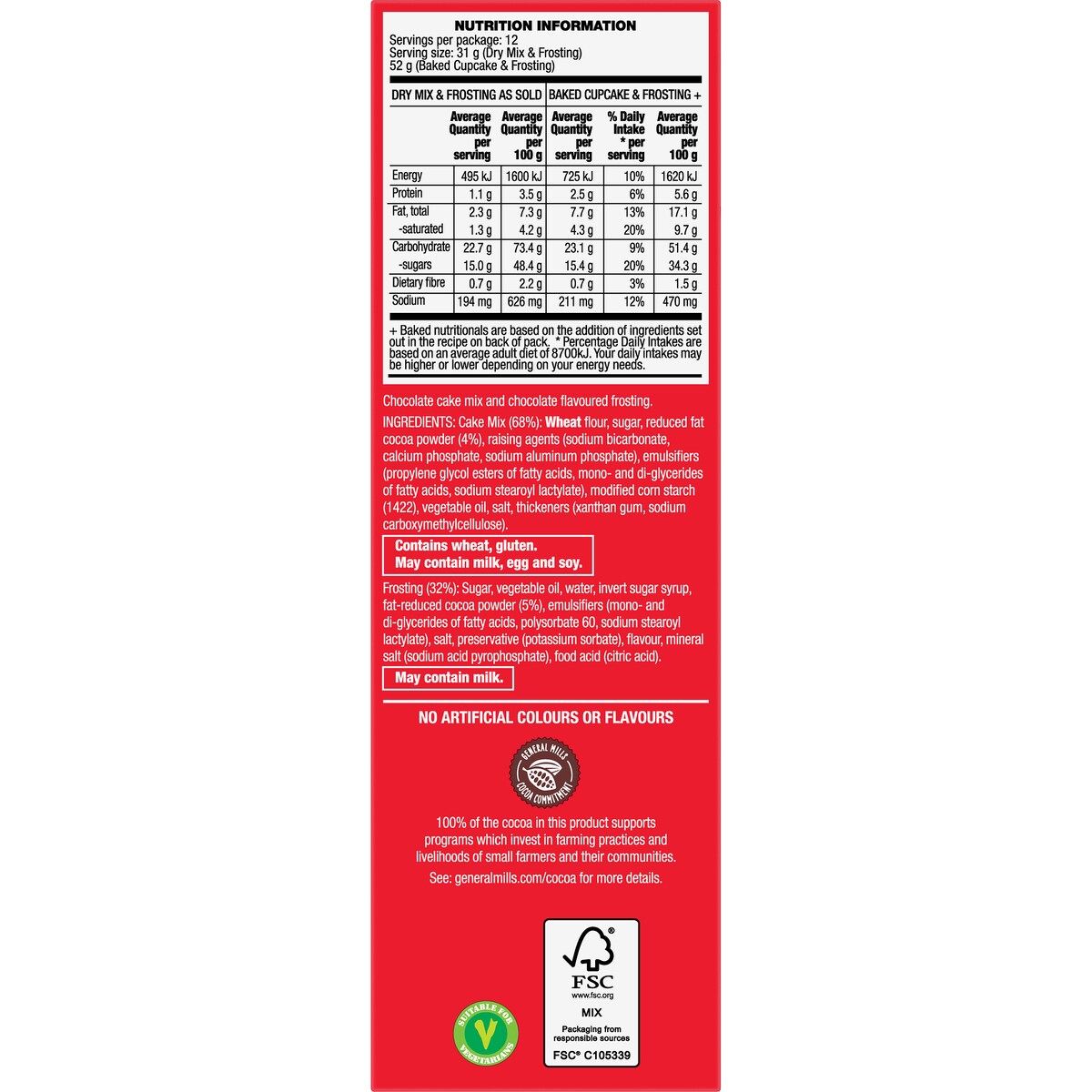 Betty Crocker Super Moist Chocolate Cupcake Mix 370g