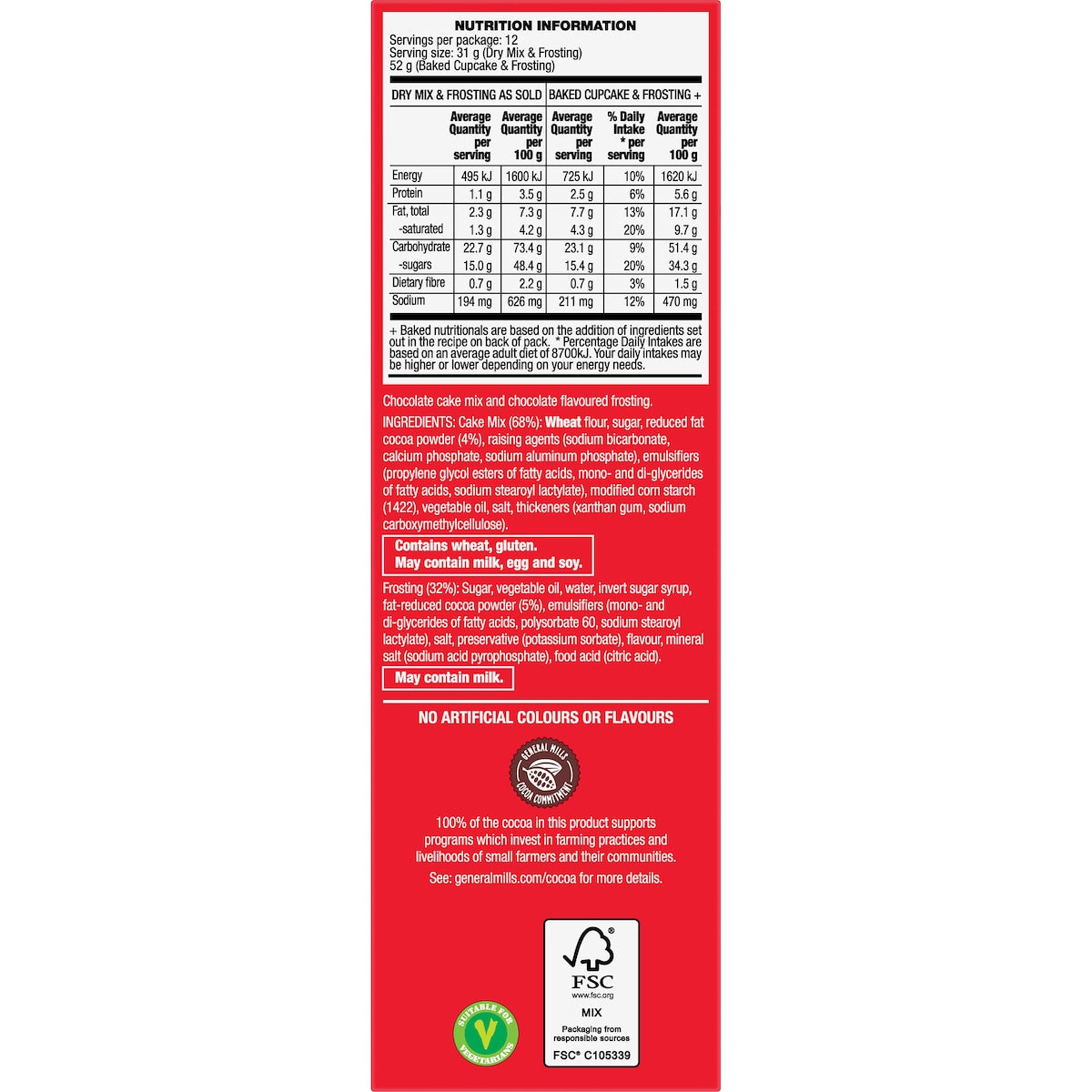 Betty Crocker Chocolate Cupcake Mix 370g