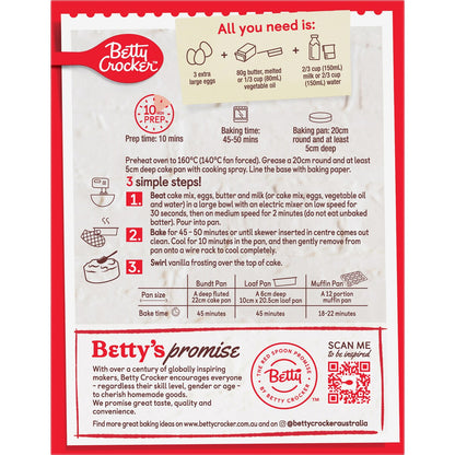Betty Crocker Super Moist Vanilla Cake Mix 450g