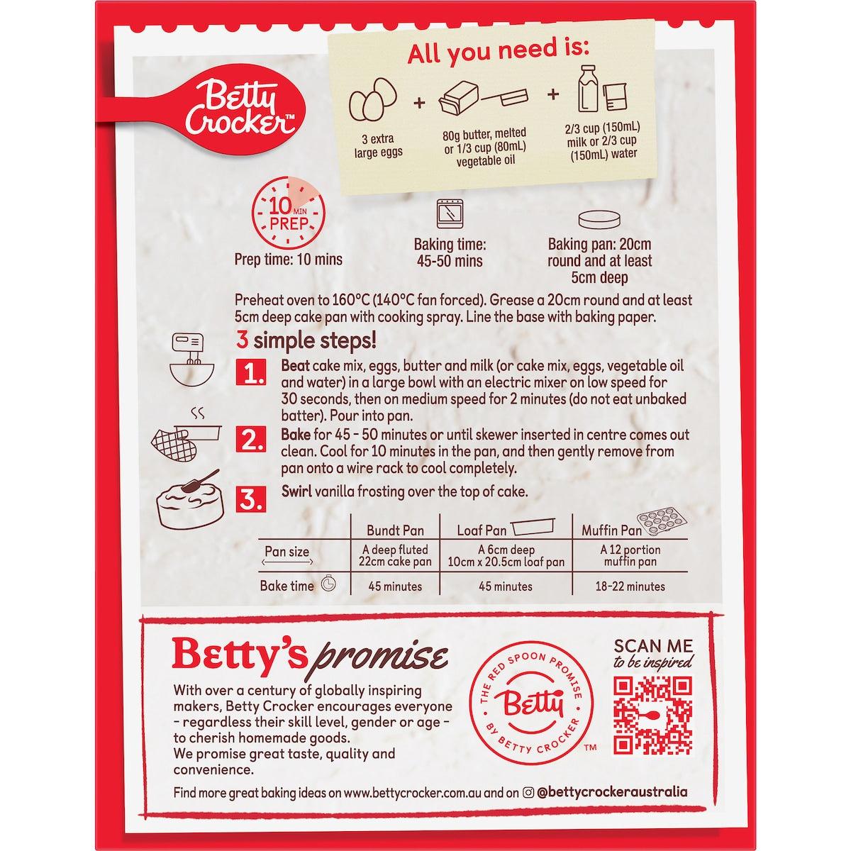 Betty Crocker Vanilla Cake Mix 450g