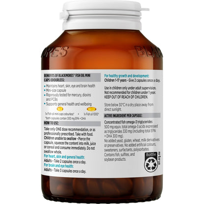 Blackmores Odourless Fish Oil 1000mg Omega-3 Mini Capsules 200 Pack