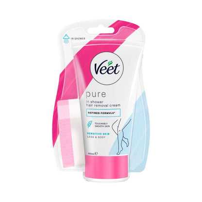 Veet Pure In Shower Hair Removal Cream For Sensitive Skin Legs & Body - 150mL