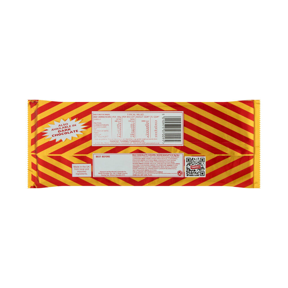 Tunnock's Caramel Milk Chocolate Wafers Biscuits 8 Pack - 240g