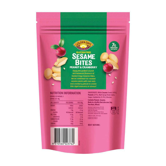 Golden Days Sesame Bites Peanut & Cranberry - 120GRAM