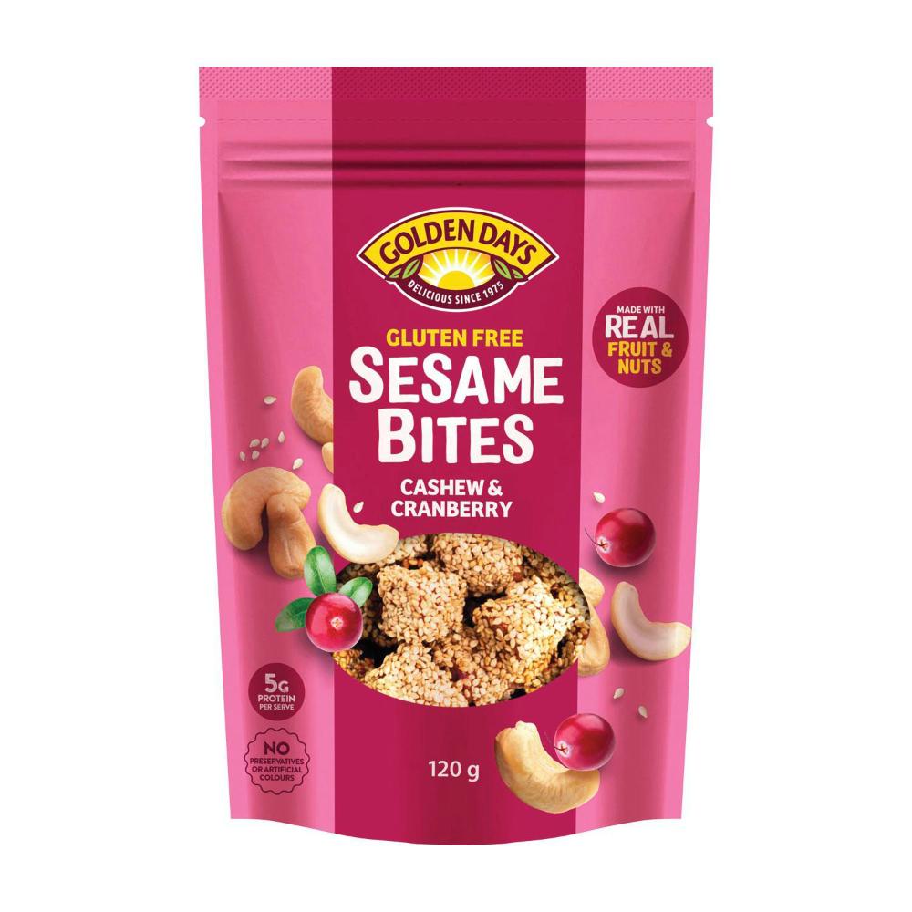 Golden Days Sesame Bites Cashew & Cranberry - 120GRAM