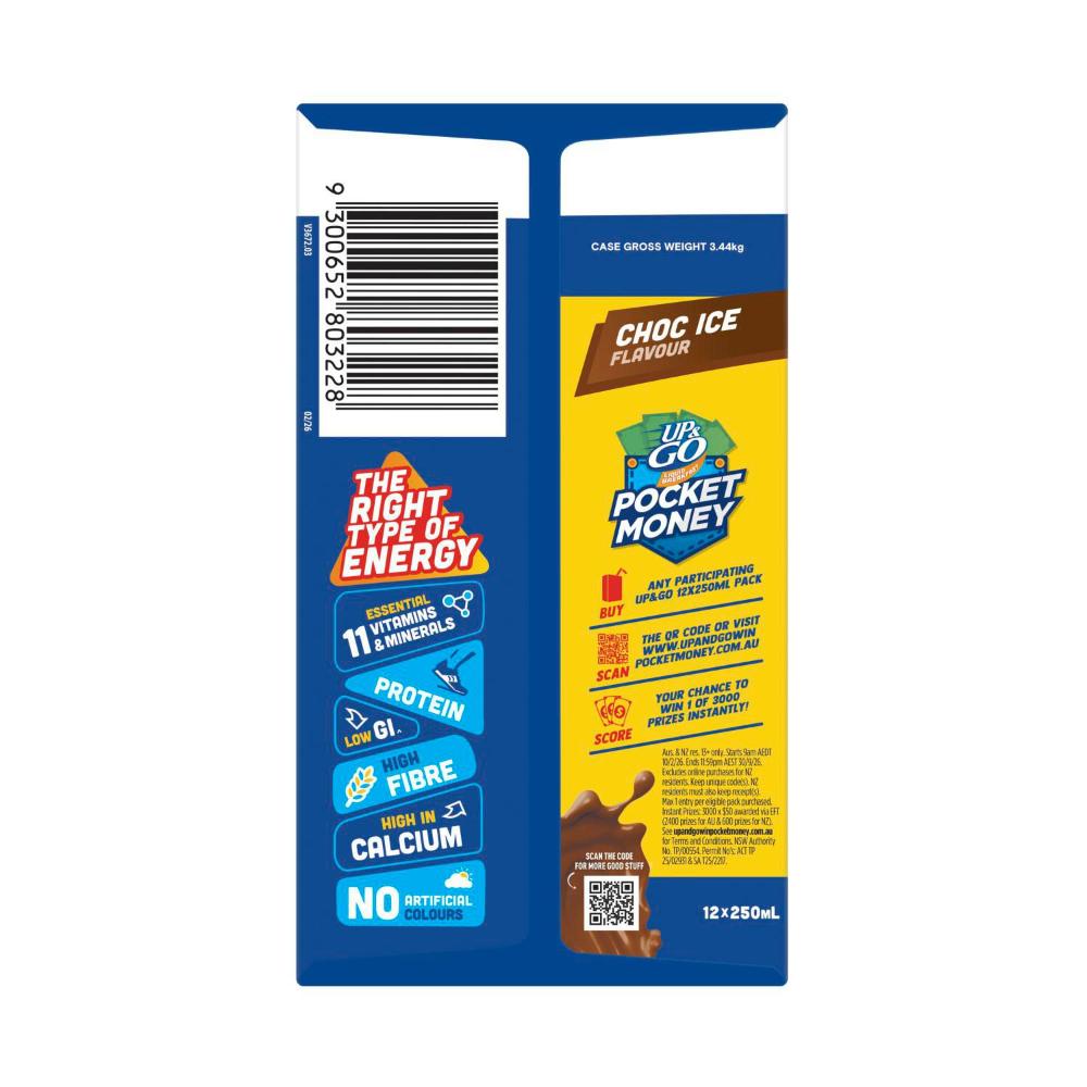 UP&GO Liquid Breakfast Choc Ice 12x250ml - 3L