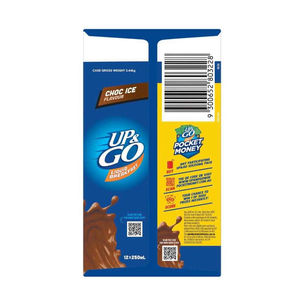 UP&GO Liquid Breakfast Choc Ice 12x250ml - 3L