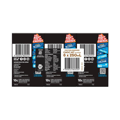 Sanitarium Up&go Protein Energize Choc 6x250ml - 1.5L