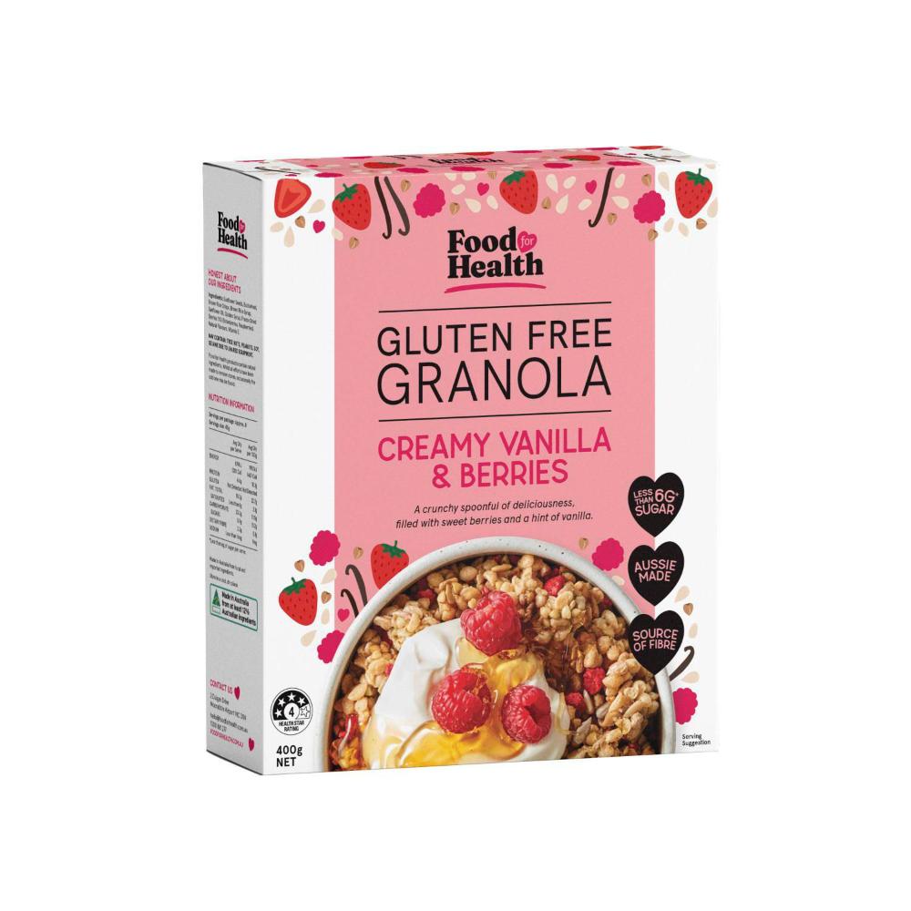 Food For Health Gluten Free Granola Creamy Vanilla & Berries - 400g