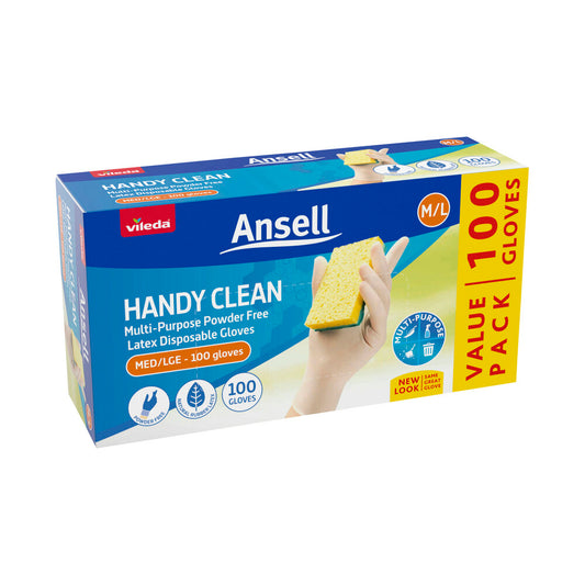 Vileda Ansell Disposable Handy Gloves Latex - 100 Pack