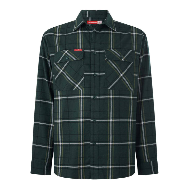 Hard Yakka Green Check Long Sleeve Flannel Shirt - Size M